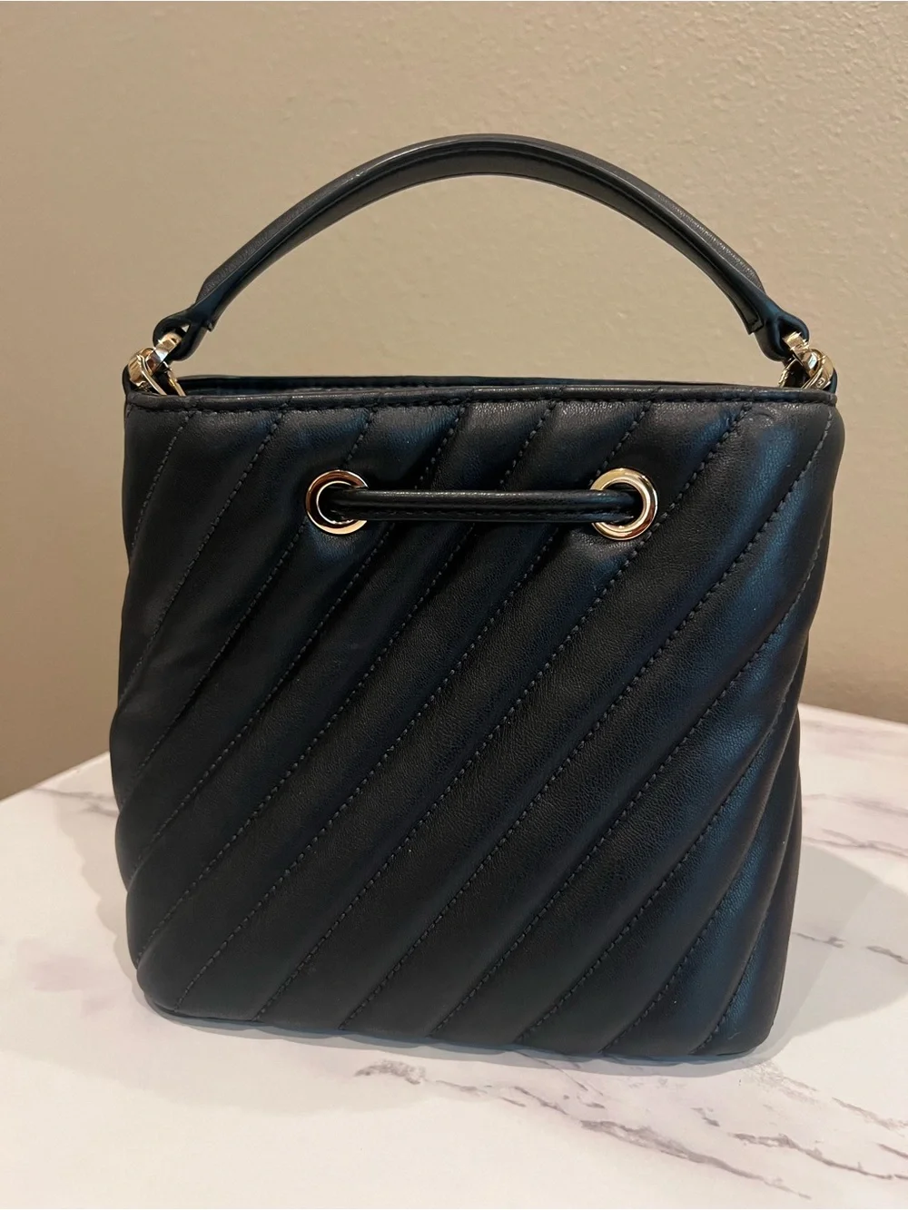 Michael Kors Black Quilted Leather Satchel with Gold Hardware